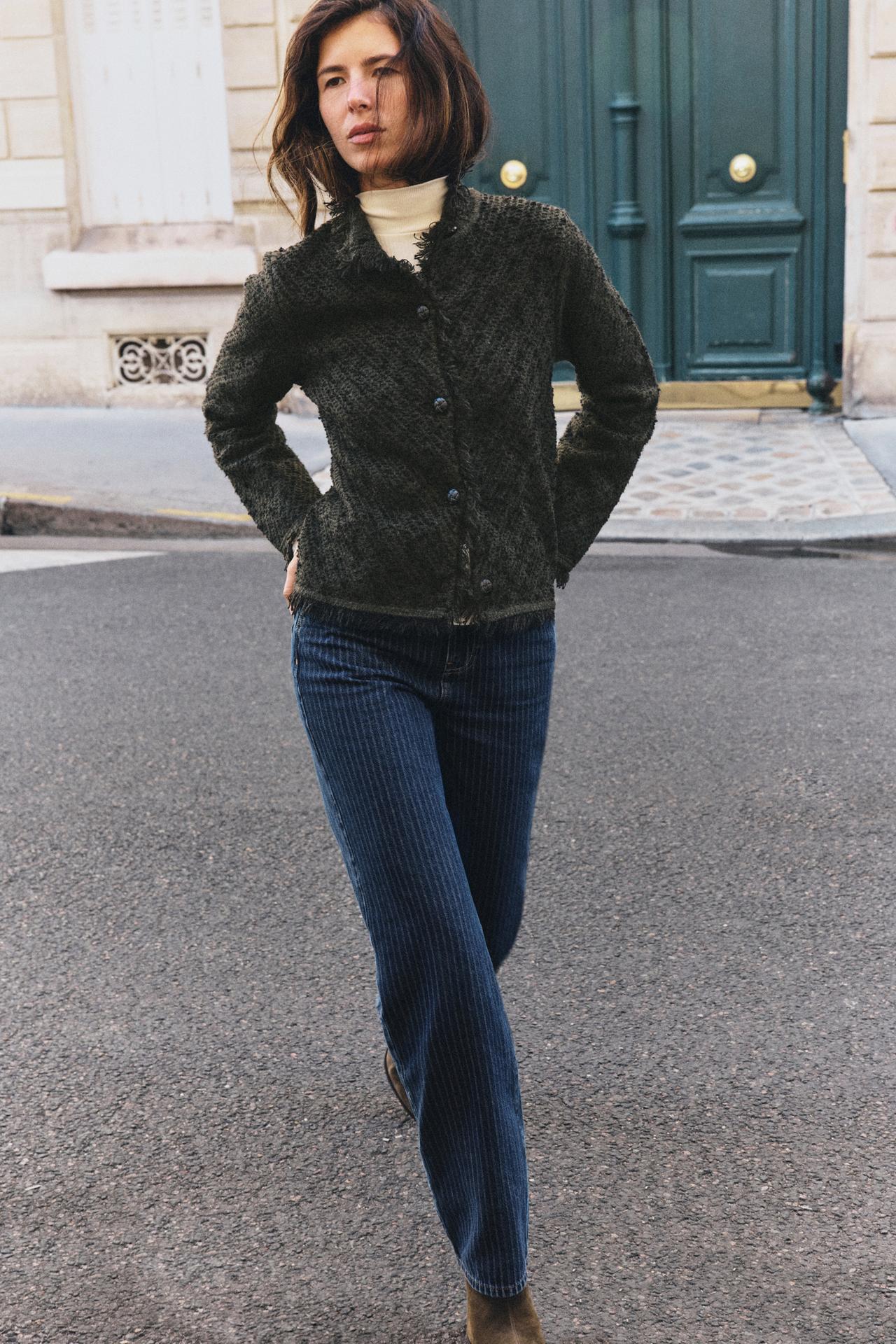 STRUCTURED FRAYED CARDIGAN