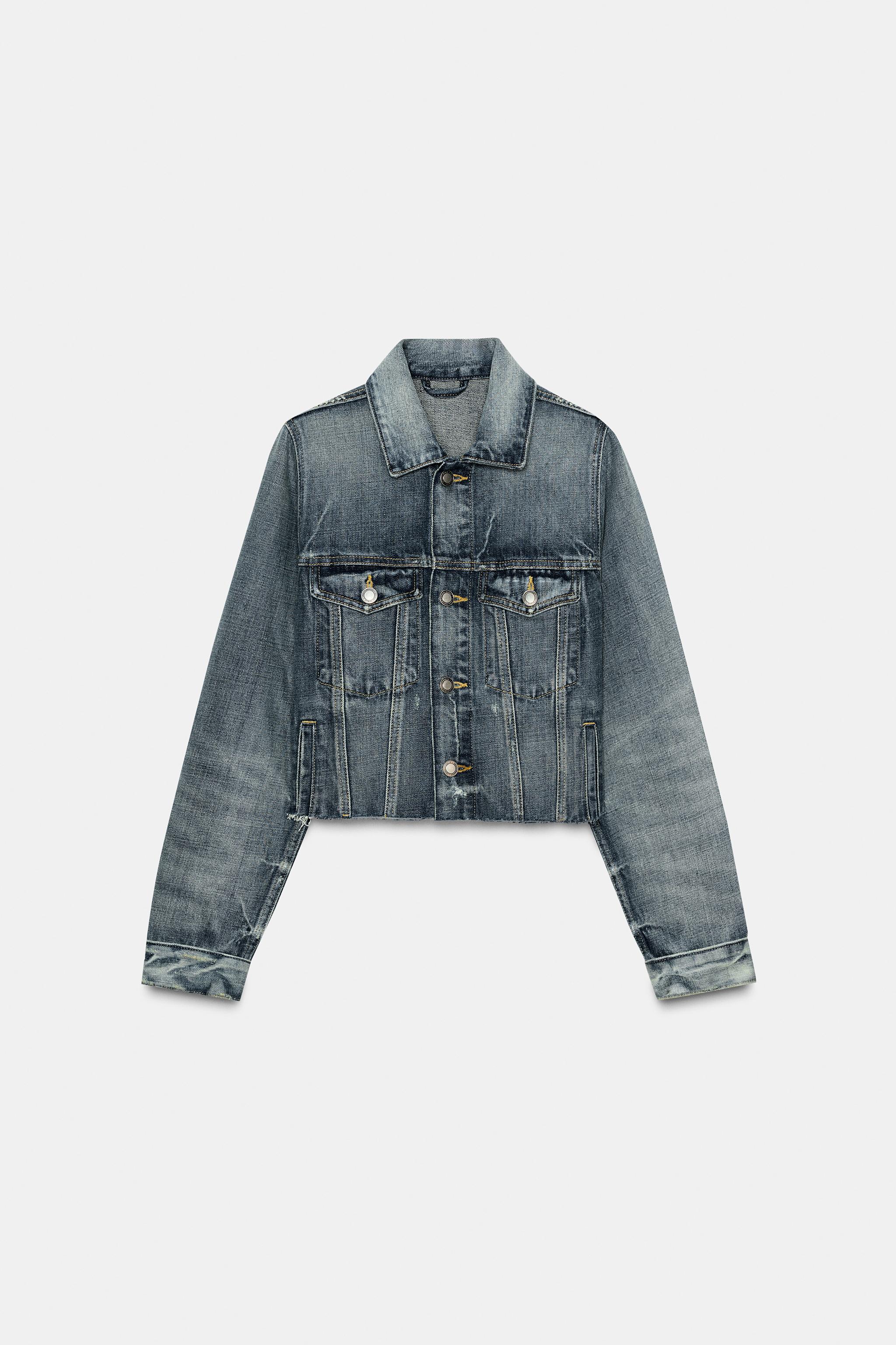 ZW COLLECTION CROPPED DENIM JACKET - Faded blue | ZARA