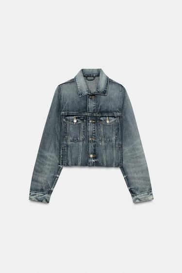 VESTE COURTE EN JEAN ZW COLLECTION - Bleu délavé de Zara - Image 6