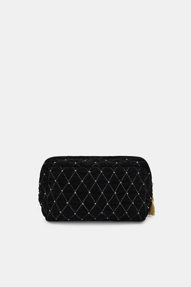 TROUSSE MATELASSÉE EN VELOURS À PAILLETTES - Noir de Zara