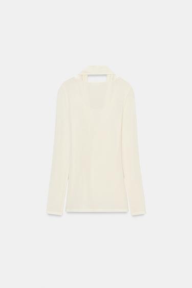 DOUBLE LONG SLEEVE T-SHIRT - Oyster-white by Zara - Image 8