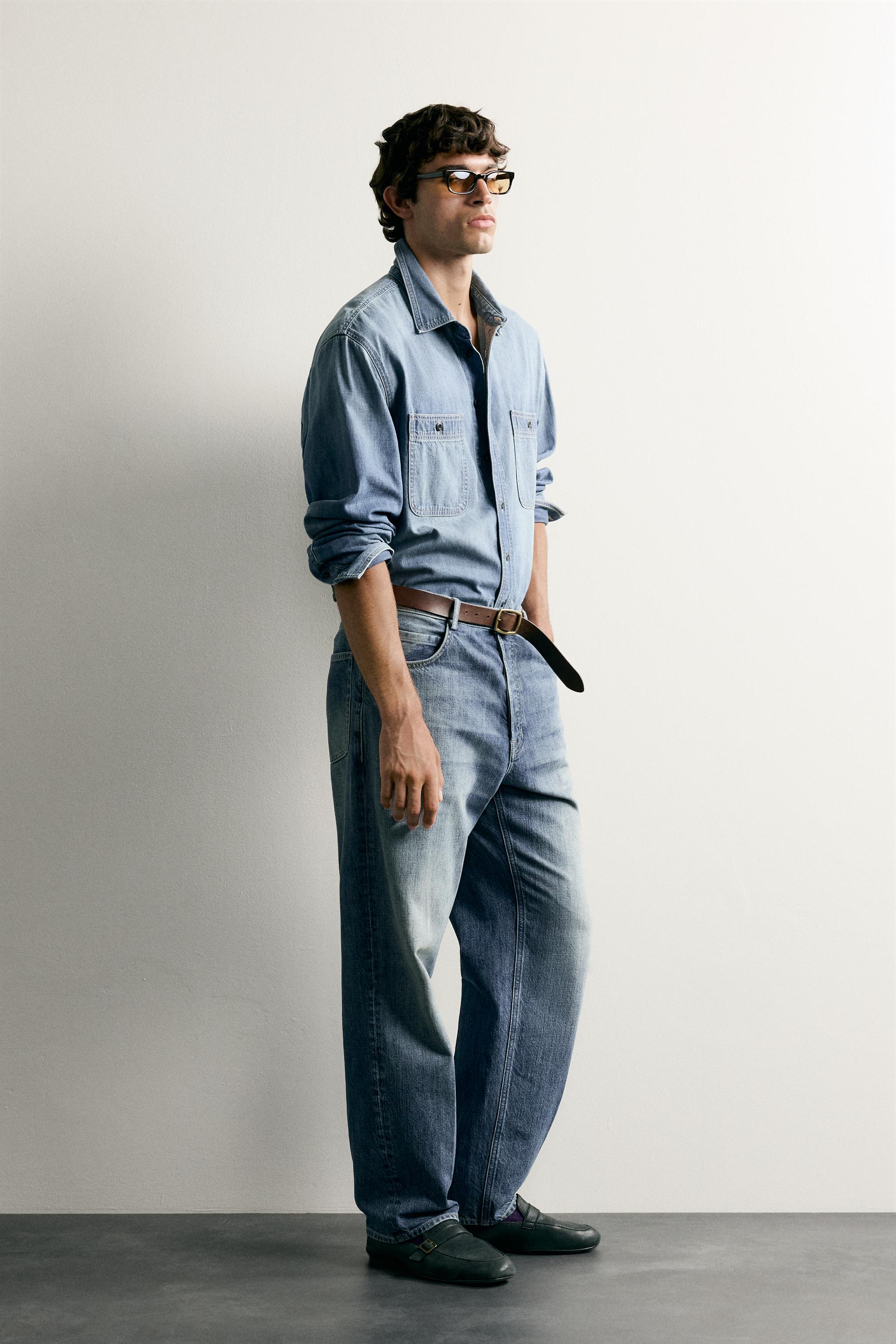Мужские джинсы Zara RELAXED FIT PRESSED CREASE JEANS — фото 4