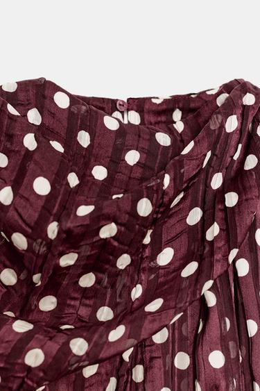 BLOUSE À POIS - Écru / Grenat de Zara - Image 7