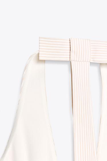 STRIPED COMBINATION HALTER TOP - Ecru by Zara - Image 6