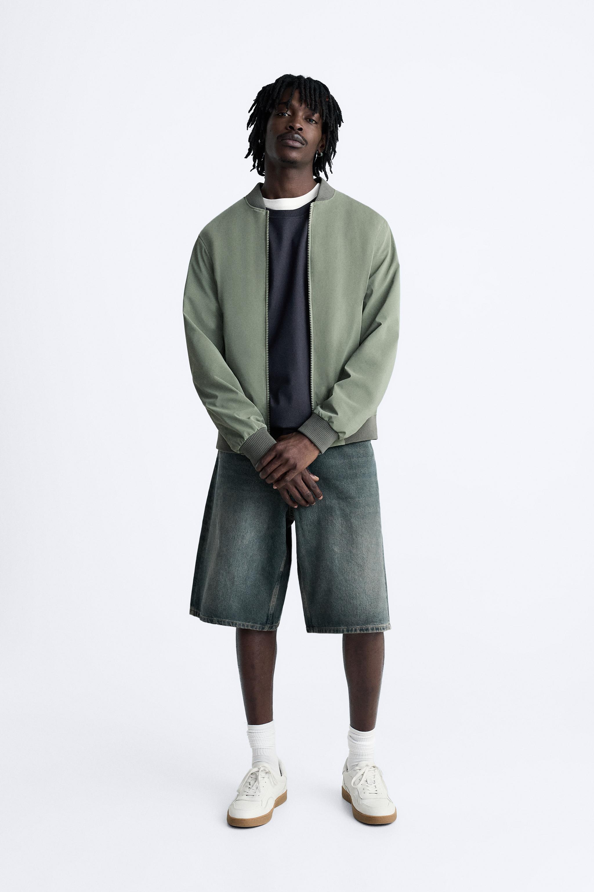 Green bomber jacket zara hotsell