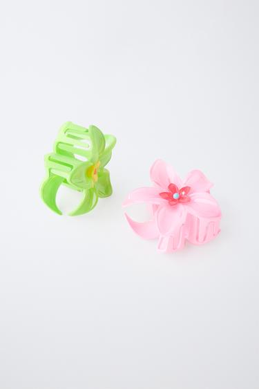 LOT DE DEUX PINCES FLEURS HIBISCUS - Rose de Zara - Image 2
