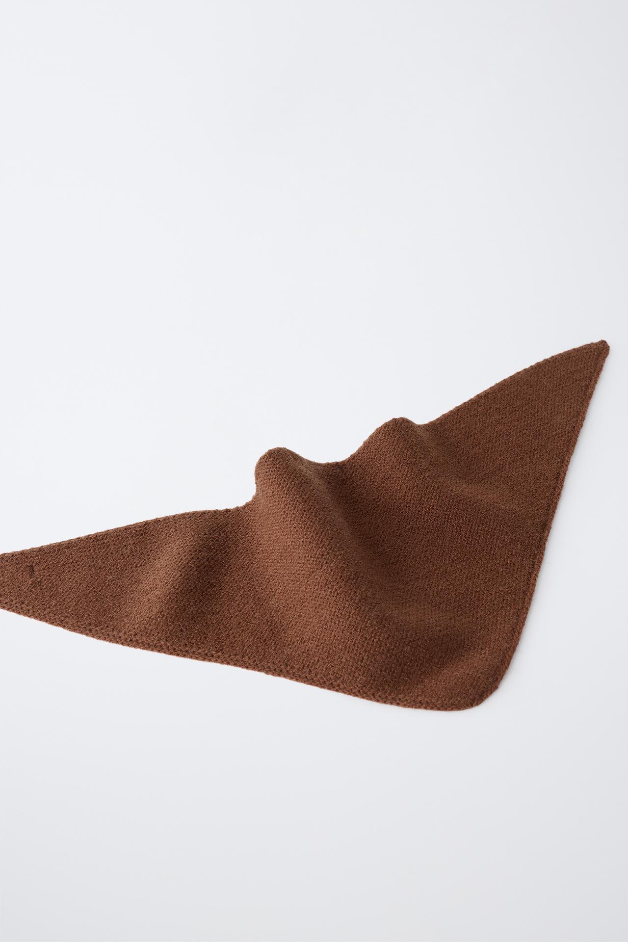 PLAIN KNIT BANDANA — taupe brown