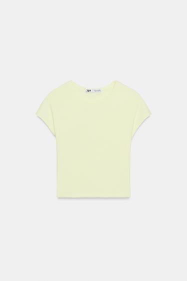 CAMISETA CROP MANGA CORTA - Amarillo de Zara