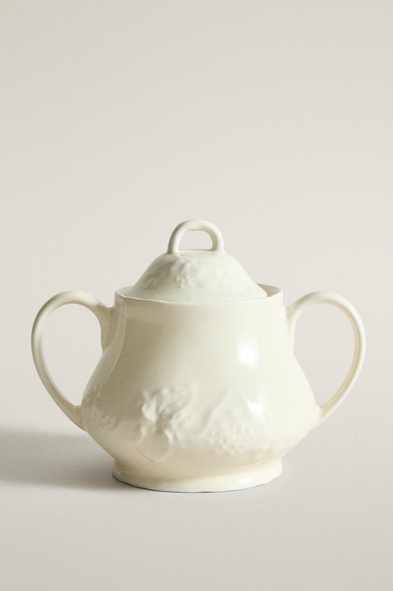 SUCRIER EN PORCELAINE MOTIF RAISINS - Crème de Zara - Image 0