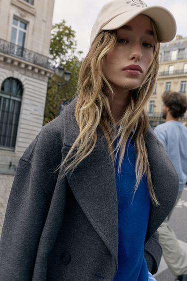 SOFT DOUBLE-BREASTED SHORT COAT - Grey by Zara - Image 4