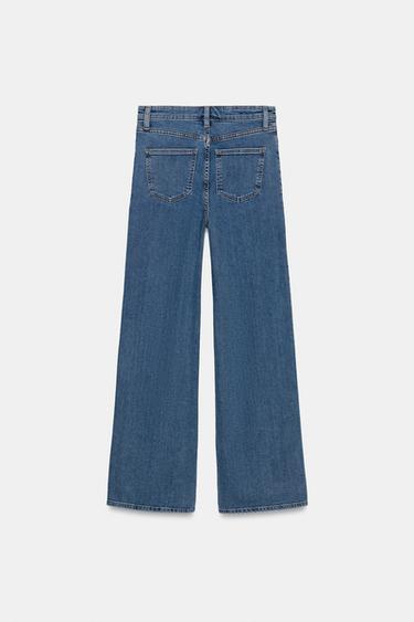 Zara ZW COLLECTION HIGH-WAIST WIDE LEG JEANS - Blue
