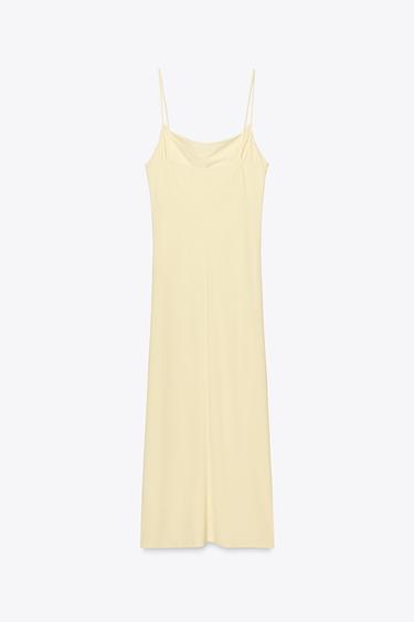 ROBE MI-LONGUE À FRONCES - Jaune de Zara - Image 7