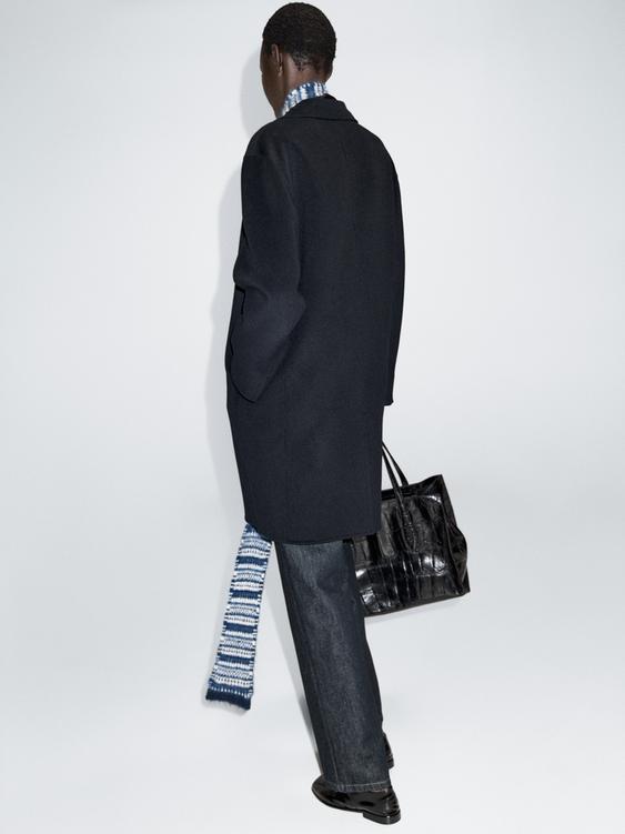 Long wool blend two-button coat