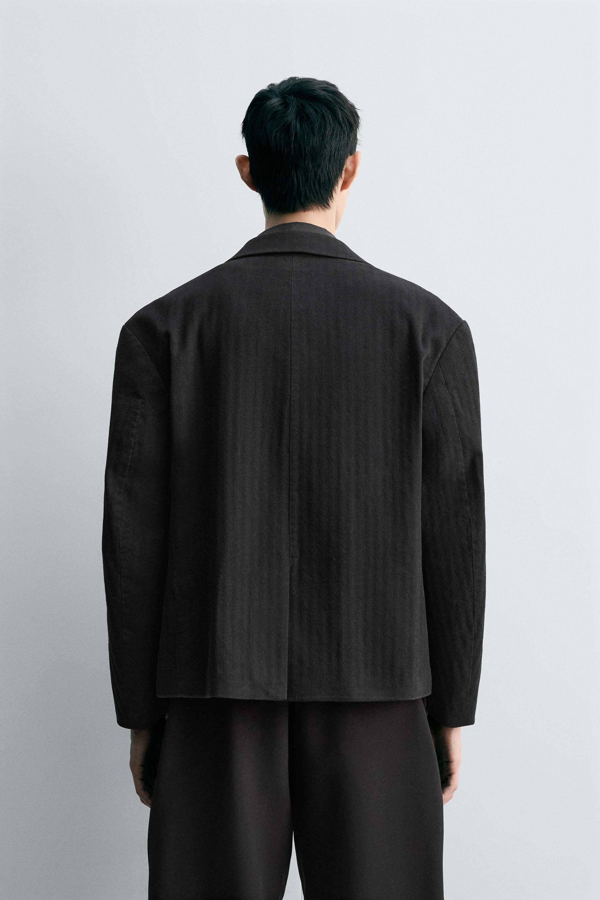 ボクシーフィットヘリンボーンブレザー - ブラック | ZARA Japan / 日本