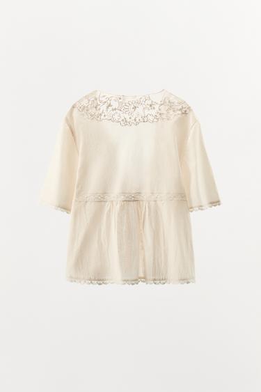 LIMITED EDITION EMBROIDERED BEADED TOP - Oyster-white by Zara - Image 4
