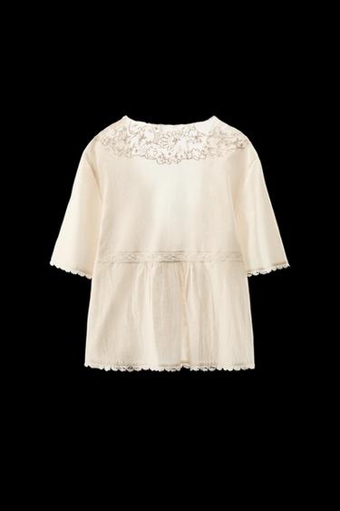 LIMITED EDITION EMBROIDERED BEADED TOP - Oyster-white by Zara