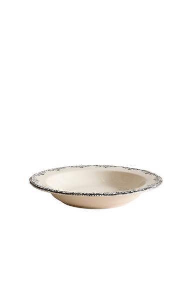 TIEFER TELLER MIT POSITIONIERTER ZEICHNUNG - Blau / Grau von Zara