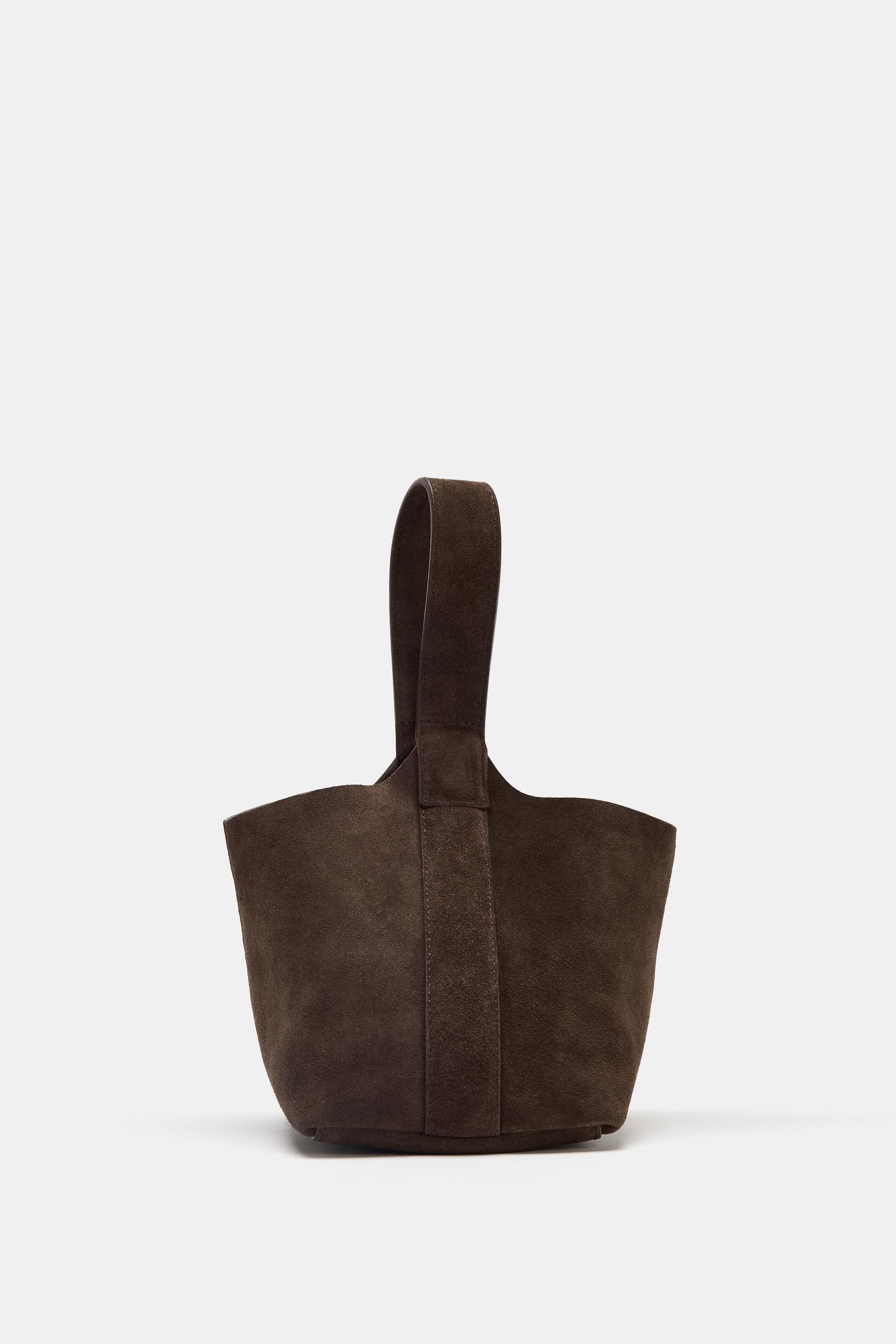SPLIT LEATHER MINI BUCKET BAG