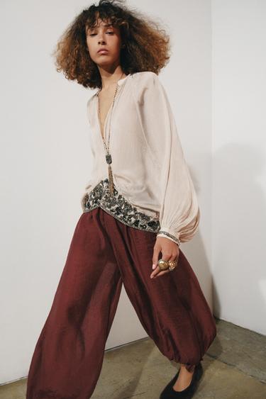 PANTALON BOUFFANT LACETS ZW COLLECTION - Tuile de Zara - Image 3