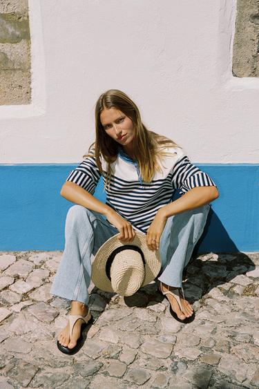 STRIPED LINEN BLEND SHIRT - Blue/White by Zara - Image 3