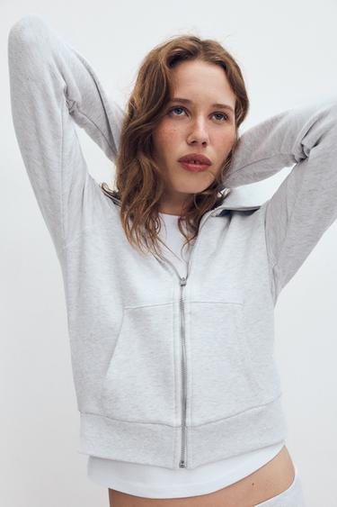 ZIP-UP PLUSH JACKET - Grey marl by Zara