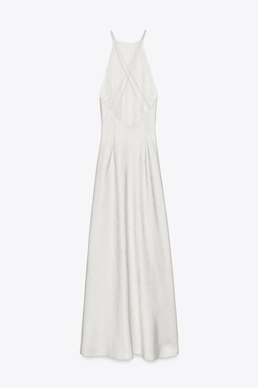 ROBE MIDI SATINÉE DOS NU - Argent de Zara - Image 4