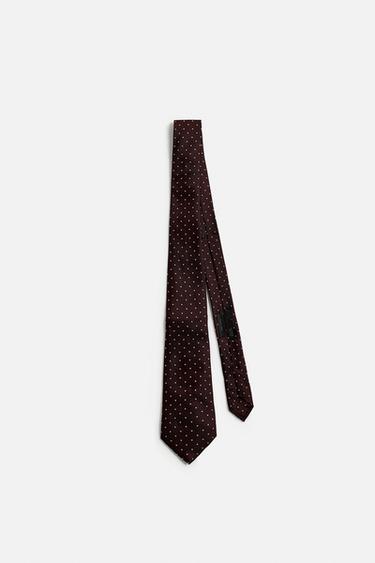 100% SILK JACQUARD TIE - Burgundy by Zara - Image 2