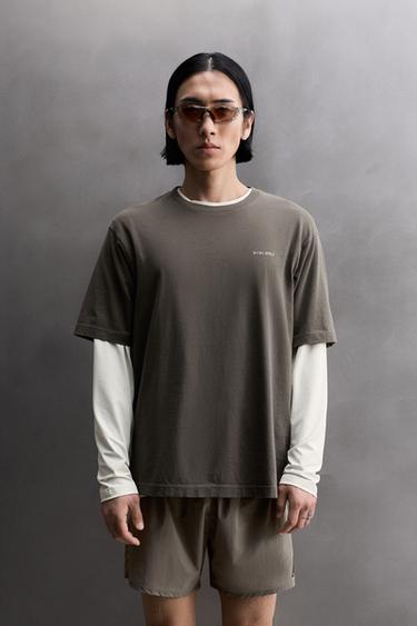 Zara SEOUL RUNNING T-SHIRT - Gray green