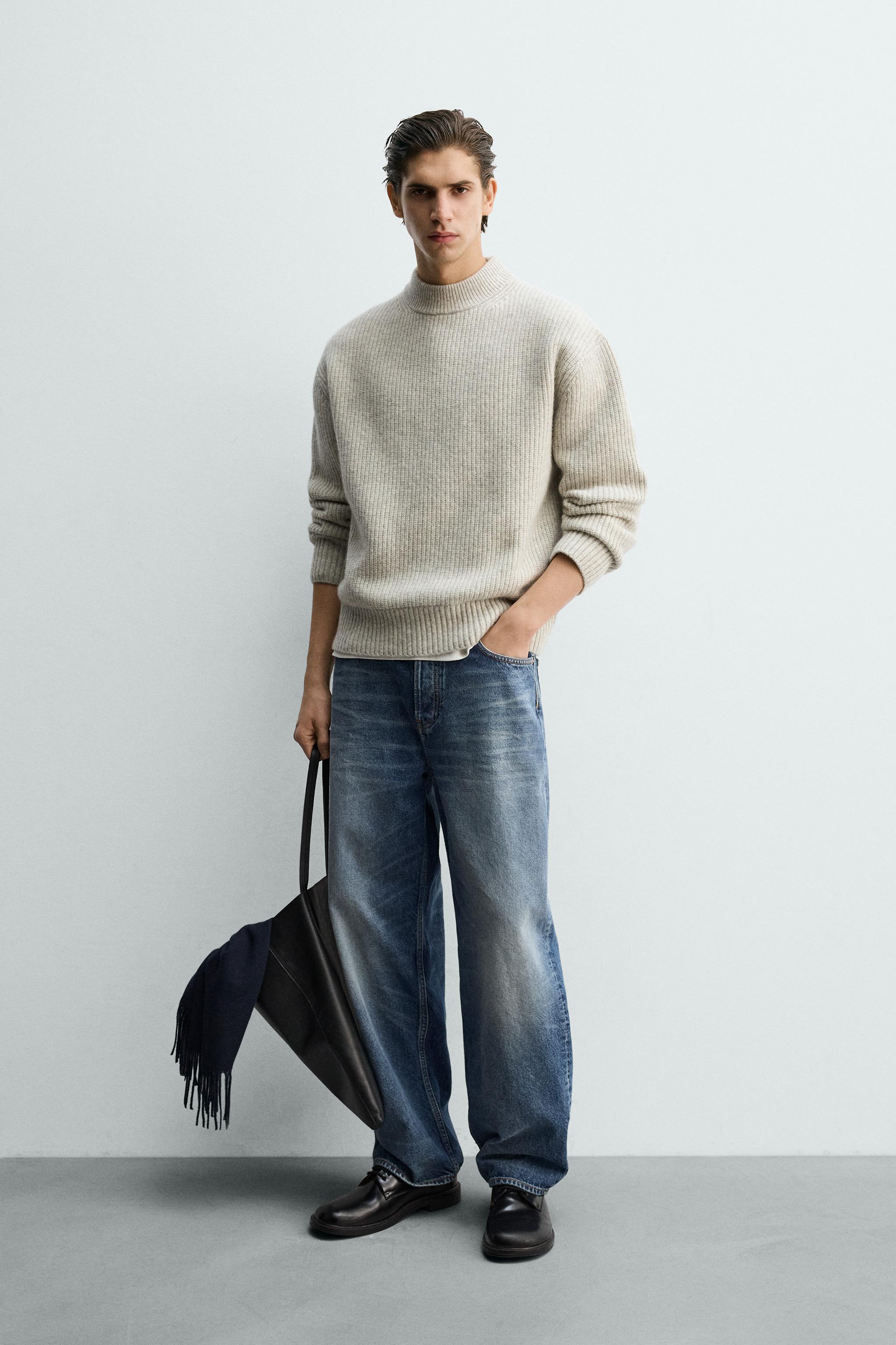 ニット EXFINE MERINO WOOL KNITTING JQ PULL OVER(FREE SIZE Beige x Brown