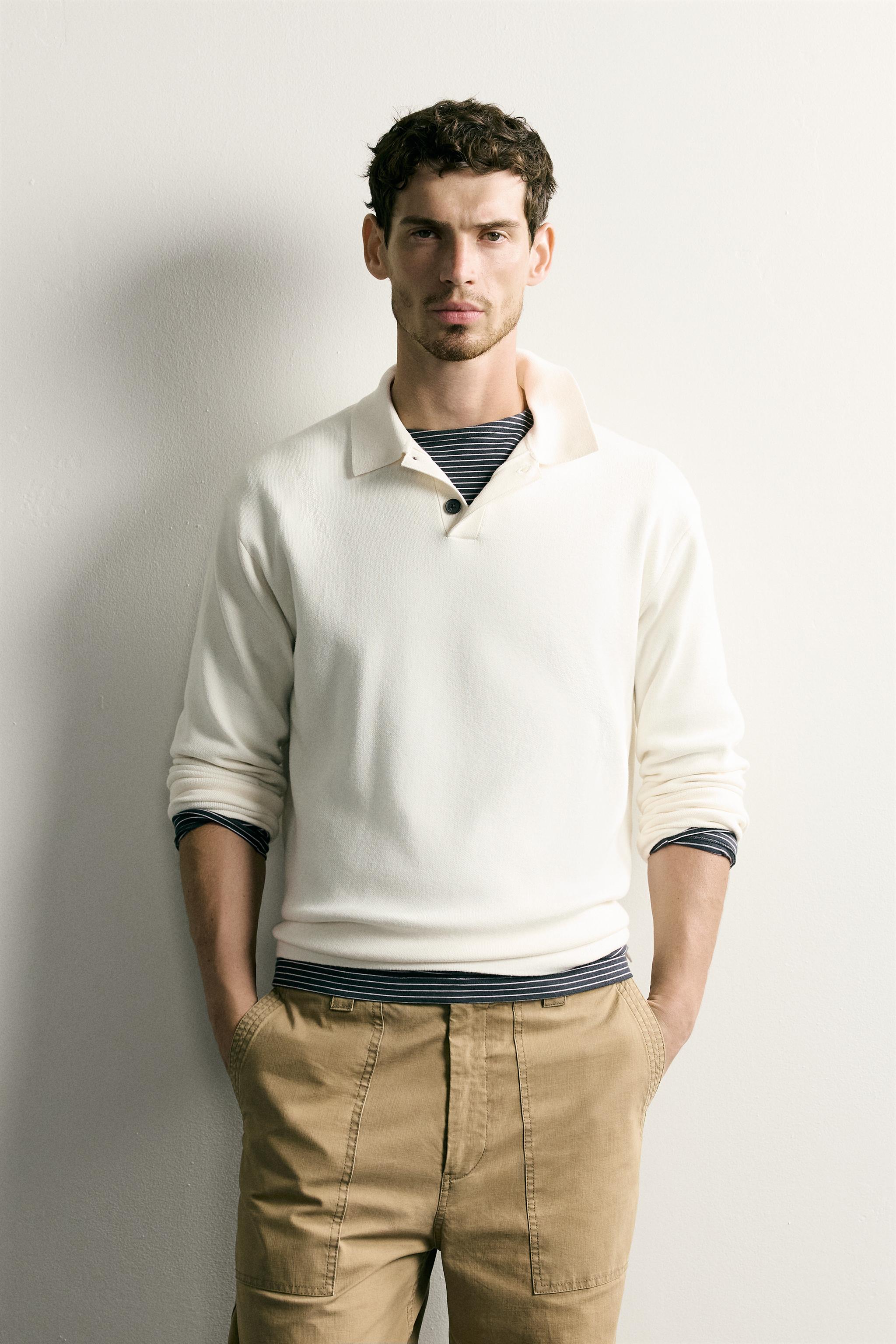SOFT KNIT POLO SHIRT — Oyster-white
