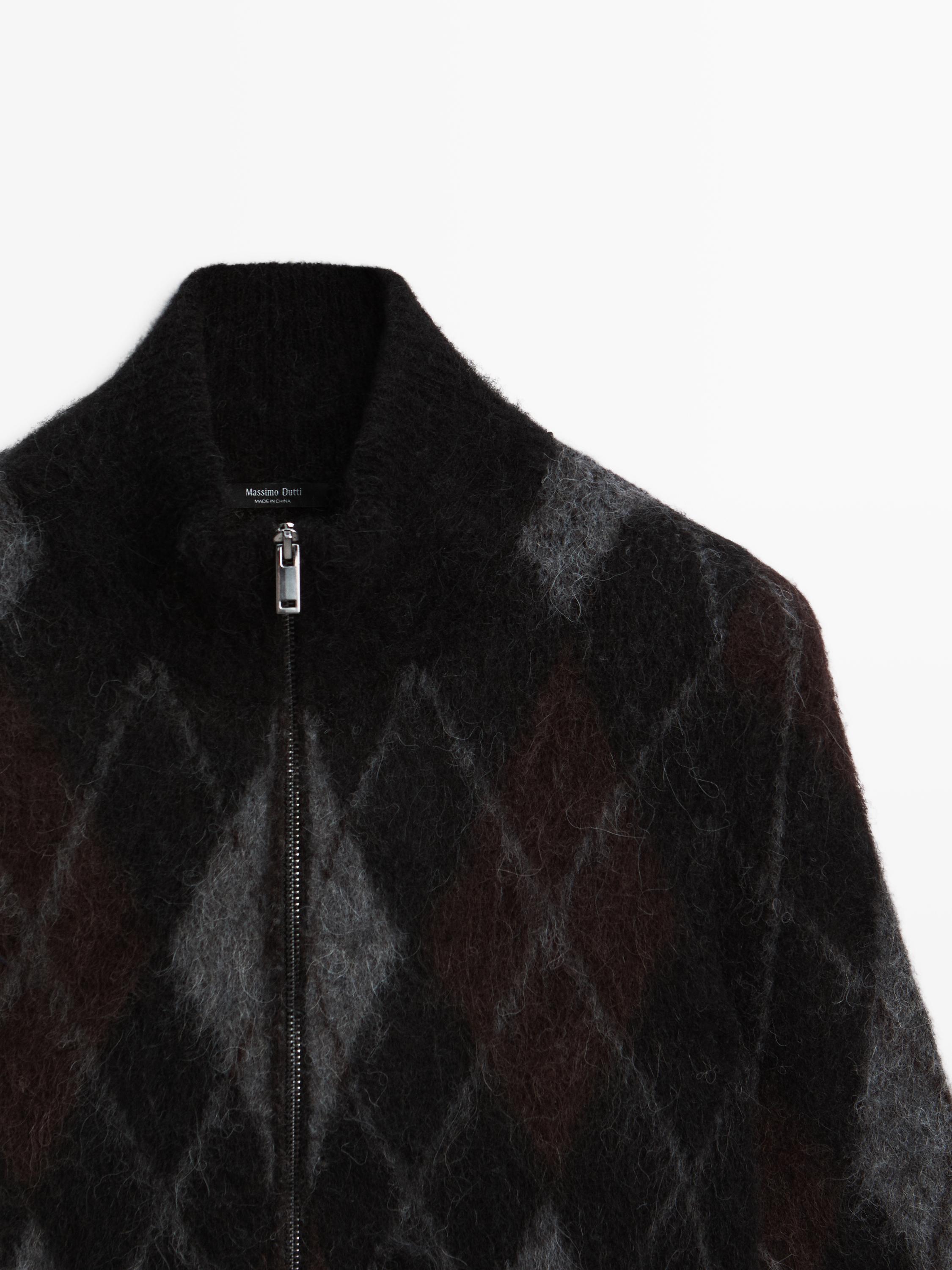 Cardigan à losanges en laine d’alpaga