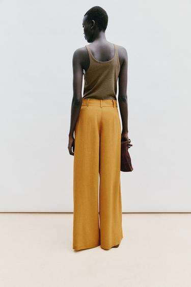 PANTALON LARGE AVEC LIN - Curry de Zara - Image 3