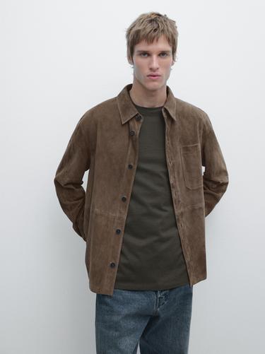 Zara Suede leather overshirt - Cobalt