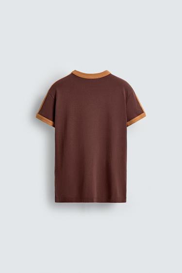 CONTRAST STRIPE T-SHIRT - Wine de Zara - Image 1