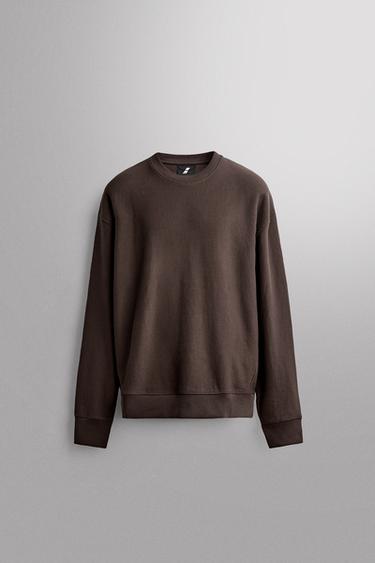SUDADERA CREWNECK ALGODÓN - Marrón de Zara
