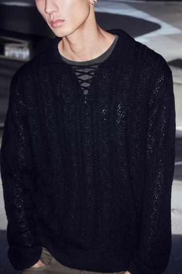 TEXTURED KNIT CORD POLO SHIRT - Black by Zara