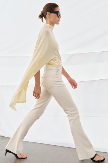 Zara ZW COLLECTION 中腰靴型牛仔褲 - 裸色