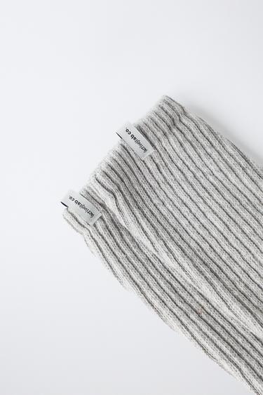 RIBBED MID-CALF SOCKS WITH LABEL — Gray 2
