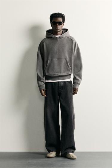 SUDADERA CAPUCHA LAVADA - Grisáceo de Zara - Imagen 0