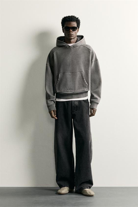 SUDADERA CAPUCHA LAVADA - Grisáceo de Zara - Imagen 0