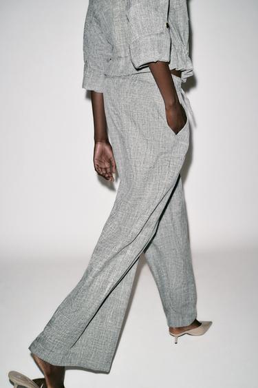 FLECKED WIDE-LEG TROUSERS - Grey marl by Zara - Image 3