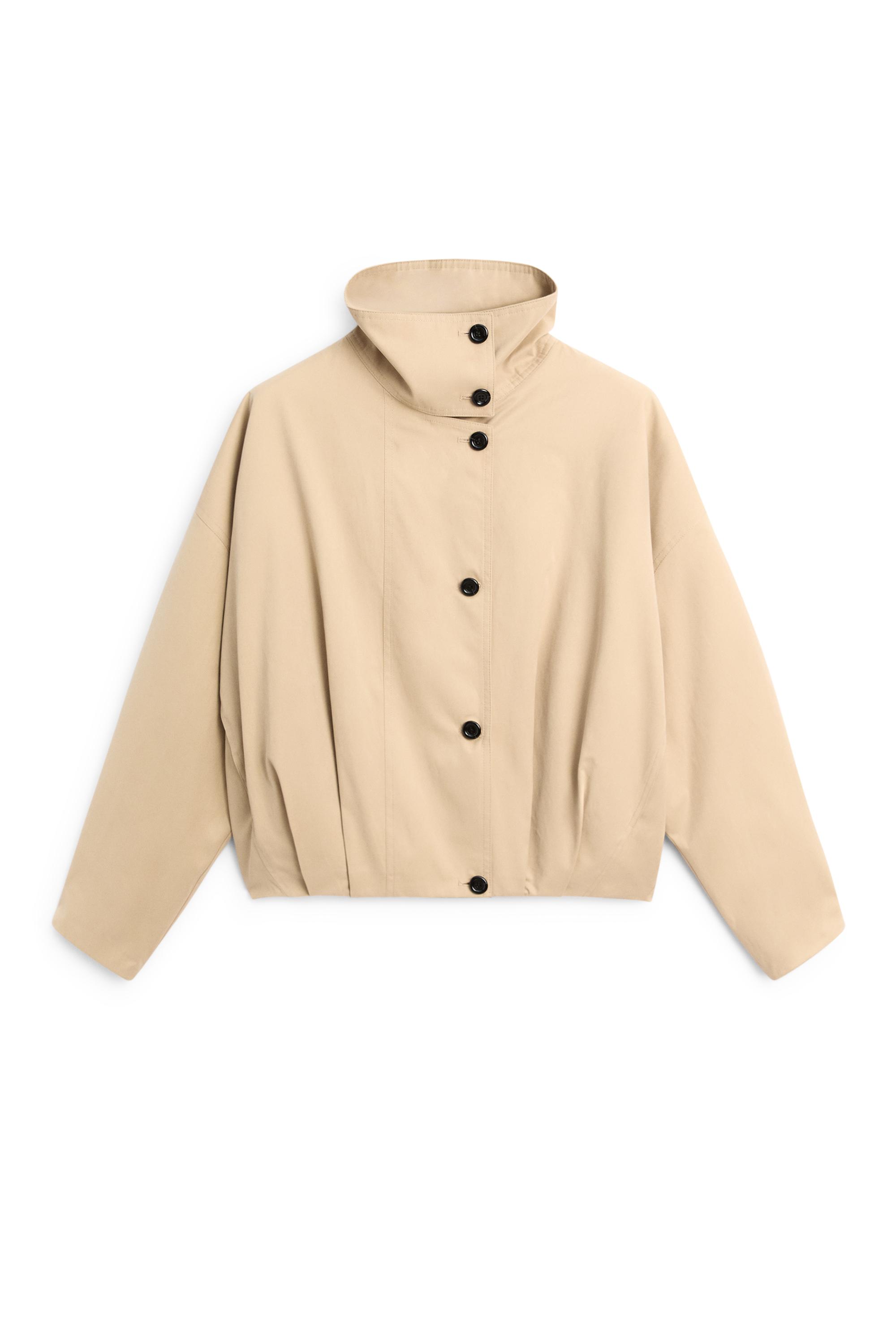 Pleated stand-collar bomber jacket - Gray / Tan | ZARA United States