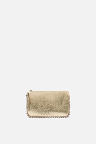 CARTERA BANDOLERA TACHAS - Dorado de Zara
