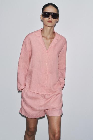 CELANA PENDEK LINEN 100% ZW COLLECTION - Pink dari Zara