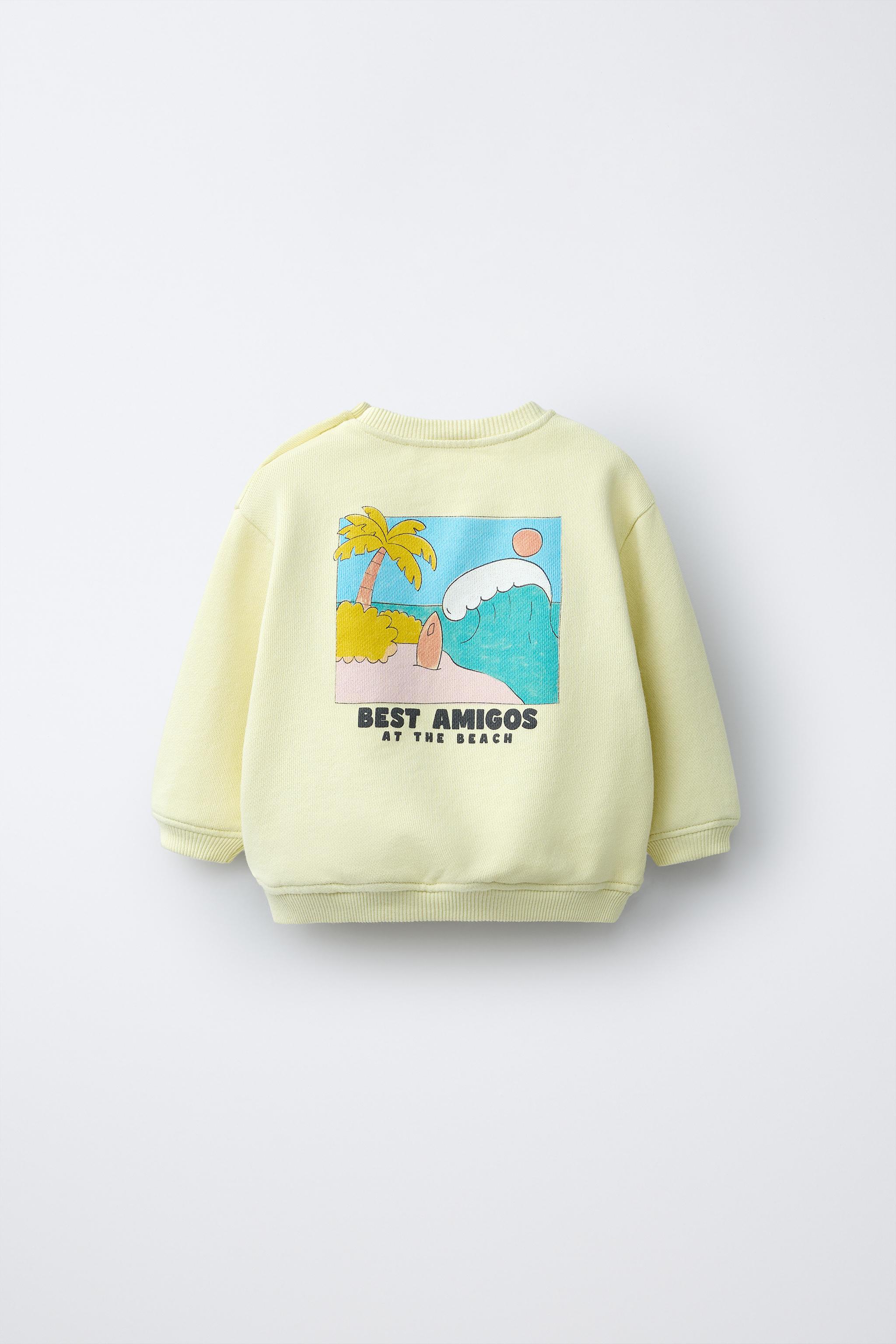 PALM TREE PRINT SWEATSHIRT — Yellow