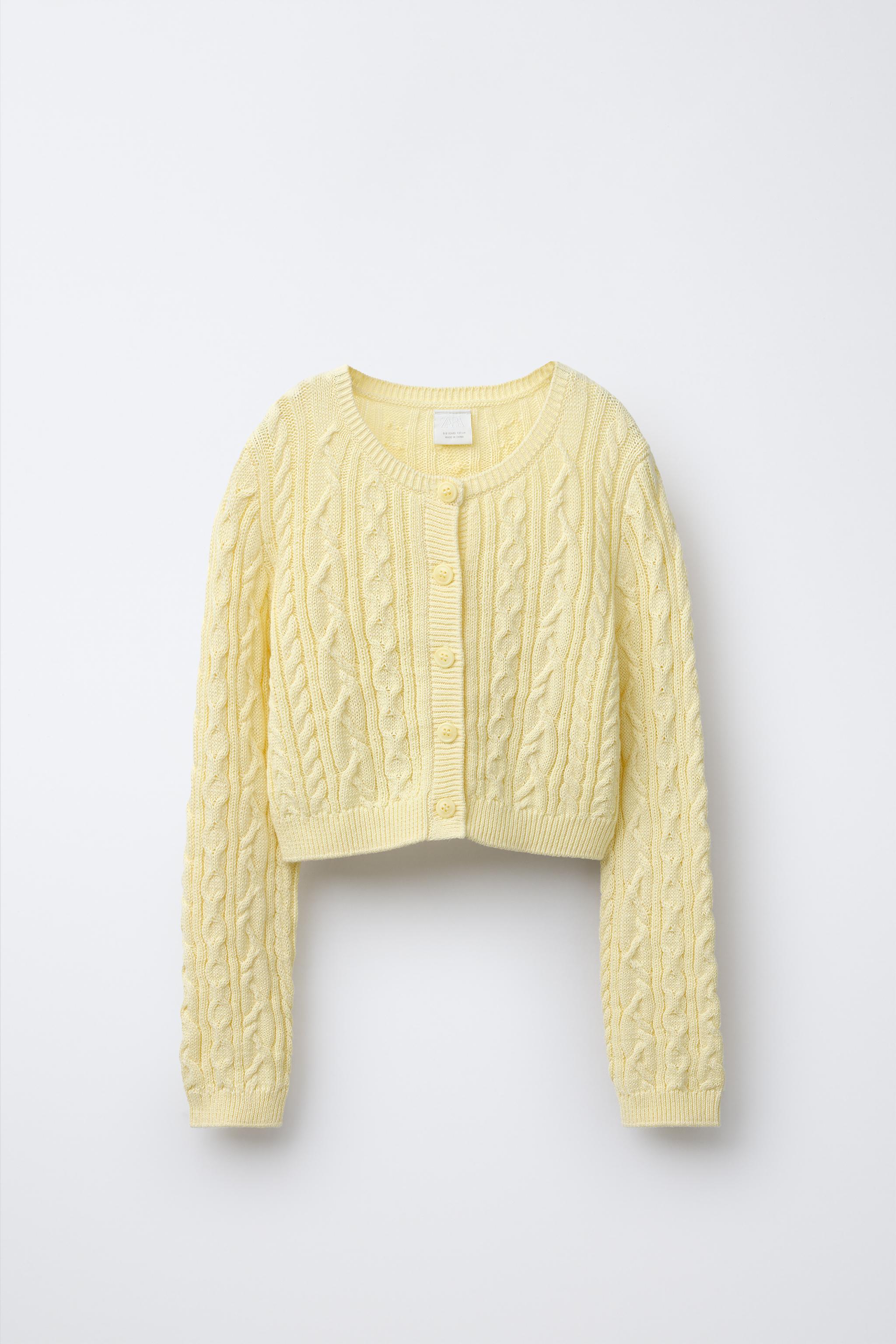 CABLE KNIT CARDIGAN Yellow ZARA Australia