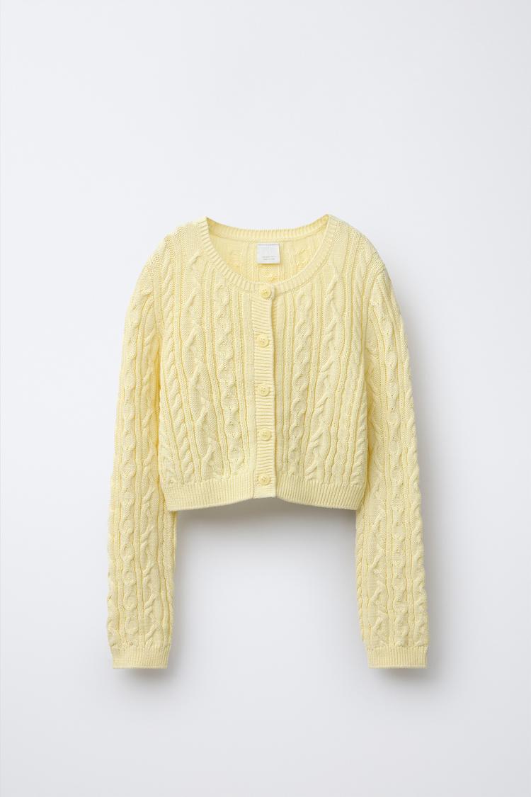 CABLE KNIT CARDIGAN Yellow ZARA Australia