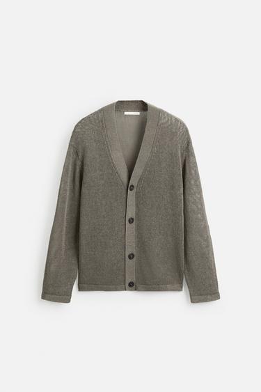 OPEN-KNIT TEXTURED CARDIGAN - Brown / Taupe by Zara