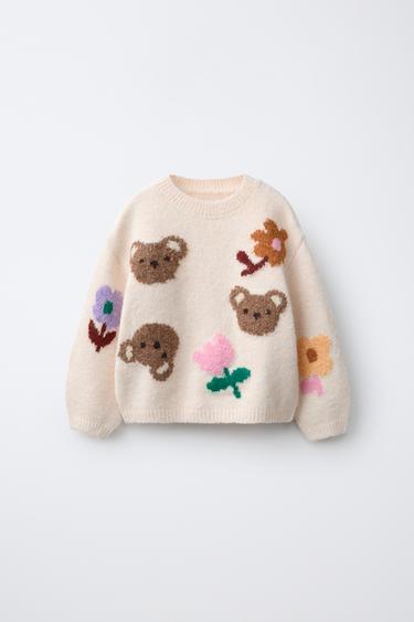 JERSEY PUNTO OSOS Y FLORES - Crudo de Zara - Imagen 0
