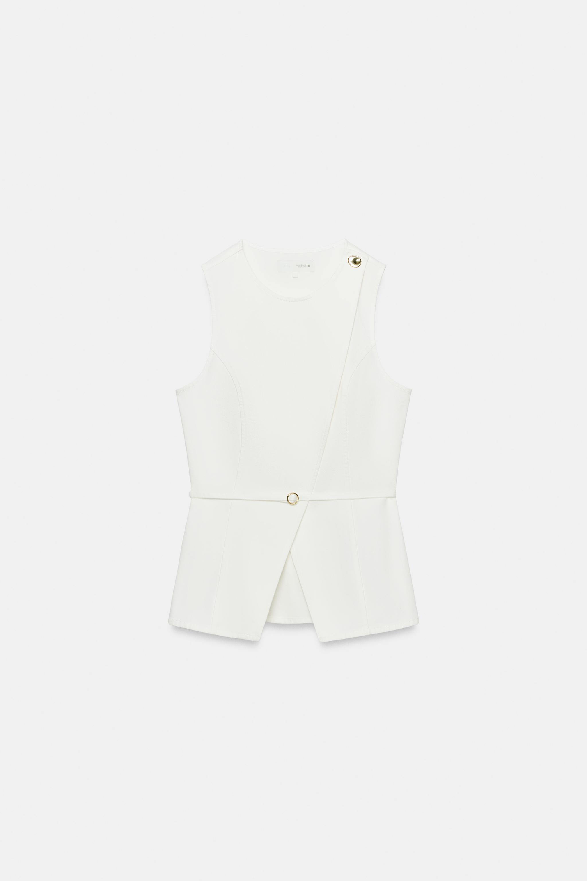 Женские жилеты Zara Z1975 BELTED DOUBLE BREASTED DENIM VEST — фото 3